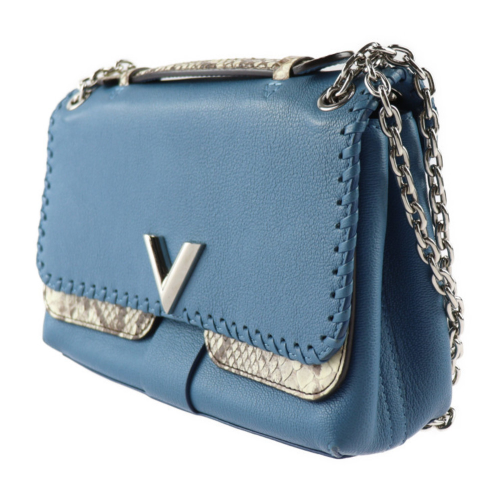 Louis Vuitton Chain Shoulder Bag Python Blue Beige - image 2